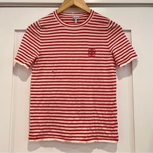 Loewe Anagram Red and White Striped Knit T-shirt